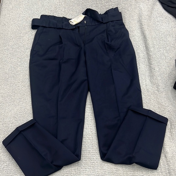 Vera Moda - cigarette belted navy blue pant - Picture 1 of 4